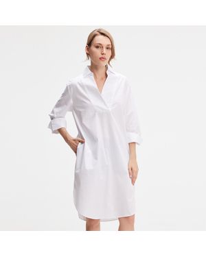 S&J Weekends Minimalistisch Katoenen Shirtjurk - Wit