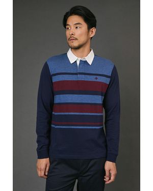 MAINE Stripe Rugby Shirt Cotton - Grey