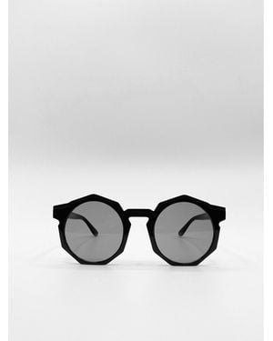 SVNX Plastic Frame Hexagon Sunglasses With Lenses - Black