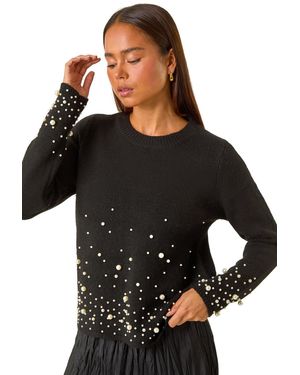 Roman Petite Pearl Gradient Detail Jumper - Black