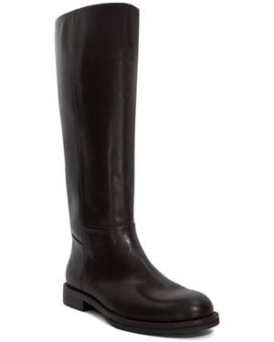 Dune Tova Knee High Leather Boots - Black