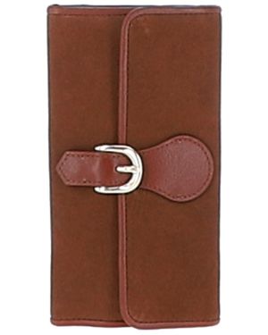 Ashwood Leather 10 Card Suede Purse - Brown