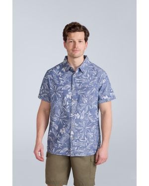 Mountain Warehouse 'Jamie' Printed T-Shirt With Front Pocket Breathable Top Cotton - Blue