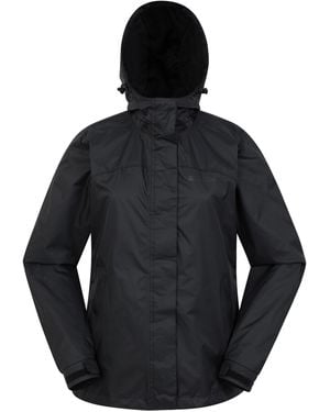 Mountain Warehouse 'Torrent' Waterproof Jacket With Adjustable Hood & Cuffs Long Sleeve Trekking Raincoat - Black