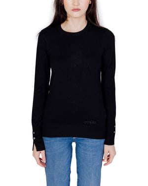 Guess Long Sleeve Knit Crew Neck Jumper - Black