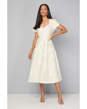 Wallis Jacquard Seam Detail Midi Dress - White