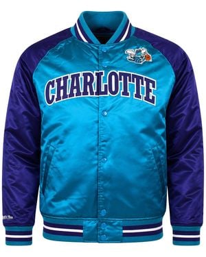 Mitchell & Ness Nba Charlotte Hornets Tough Season Satin Jacket - Blue