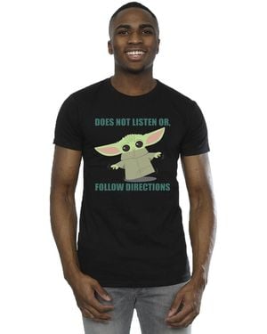 Star Wars The Mandalorian Grogu Does Not Listen T-Shirt Cotton - Black