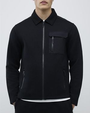 River Island Shacket Slim Fit Nylon Hybrid Cotton - Black