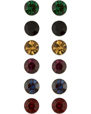 The Jewellery Stockroom Sterling Set Of 6 Multi Cubic Zirconia Stud Earrings - Black