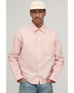 BoohooMAN Oversized Fit Oxford Shirt - Pink