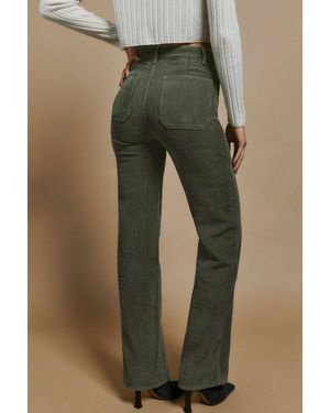 Azura Exchange Groene Hoog Taille Vierkante Zakken Corduroy Broek
