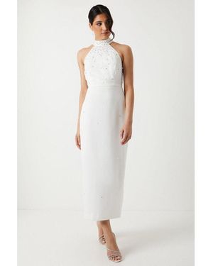 Coast Premium Pearl And Jewel Halterneck Wedding Dress - White