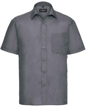 Russell Collection Poplin Easy-Care Short-Sleeved Formal Shirt (Convoy) - Grey