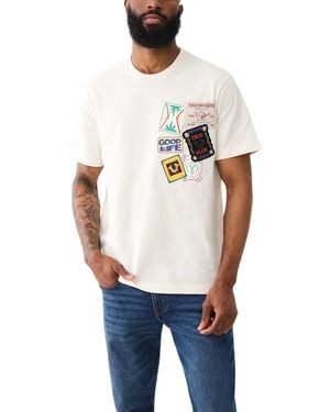 TRUE RELIGION 108765 T Shirts Resort Patches Crew Neck Summer Sports Tee - Grey