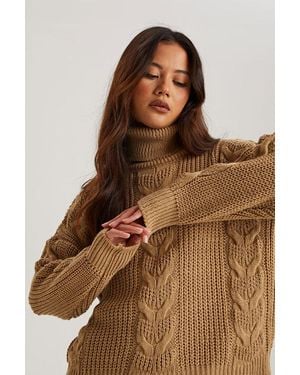 Urban Bliss Roll Neck Jumper - Brown