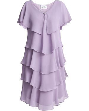 Gina Bacconi Bella Georgette Tiered Dress - Purple