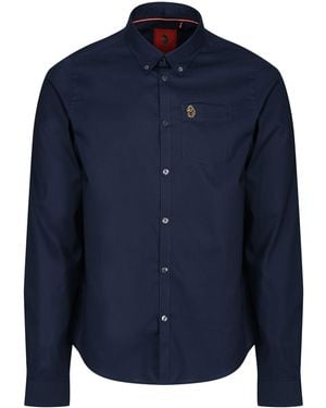 Luke 1977 Telford Tailored Fit Smart Shirt Cotton - Blue
