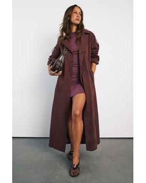 Boohoo Belted Double Trench Coat - Brown