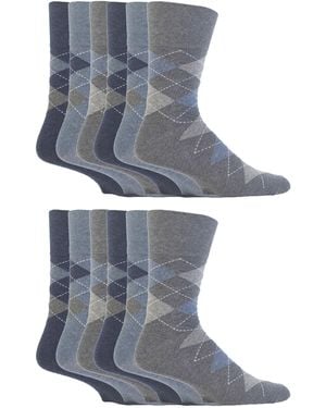Gentle Grip 12 Pairs Loose Top Socks - Blue