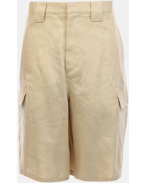 Off-White c/o Virgil Abloh Men's Off White Linen Cargo Shorts In Beige - Naturel
