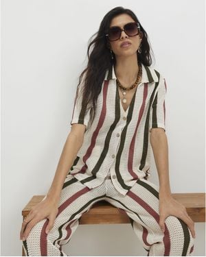 River Island Crochet Stripe Shirt Cotton - Brown