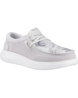 HEYDUDE Wendy Comf Leather /Snake Moccasins Shoes - White
