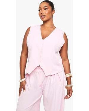 Boohoo Plus Concealed Lapel Waistcoat - Pink