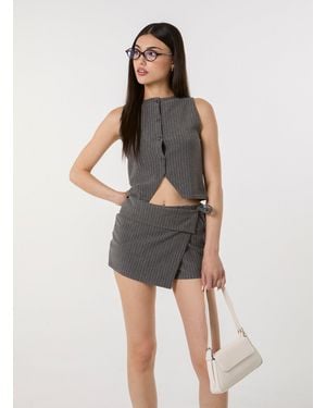 Pink Vanilla Pinstripe Waistcoat - Grey