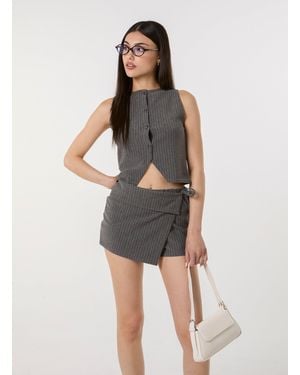 Pink Vanilla Pinstripe Waistcoat - Grey
