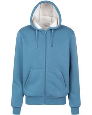Mountain Warehouse 'Dalton' Hoodie With Zip Closure Borg Lined Casual Cosy Jumper - Blue
