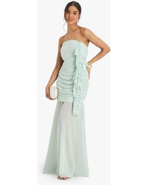 Boohoo Chiffon Ruched Maxi Dress - White