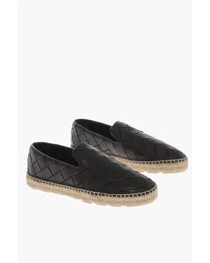 Bottega Veneta Geweven Leren Jack Espadrilles Met Rubberen Zool In Bruin - Zwart
