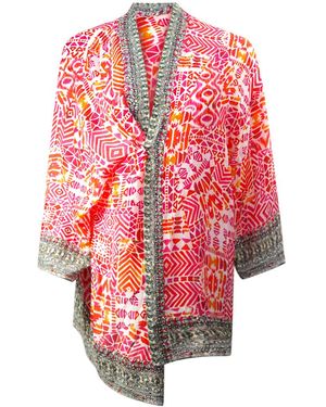 Inoa Shiraz 1923 Box Kimono Cover Up Material_Silk - Red