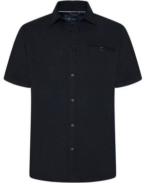 KAM Jeanswear Kam Plus Size Stretch Shirt Button Up Short Sleeve - Black