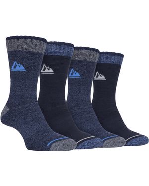 Storm Bloc 4 Pairs Cushion Sole Hiking Work Boot Socks - Blue