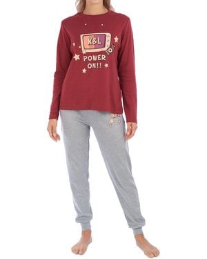 Kisses&Love Klp1 Long-Sleeved Winter Pyjamas - Red