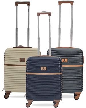 Infinity Leather Hardshell Cabin Suitcase Robust 4 Wheel Abs Luggage Travel Bag - Blue