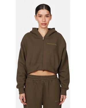 Good For Nothing Tonal Cropped Zip Hoodie - Brown