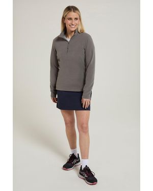 Mountain Warehouse 'Camber' Striped Fleece Top Half Zip Quick Dry Breathable Jumper - Grey
