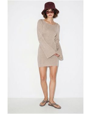 Bianco Lucci Ribbed Knit Mini Dress - Natural
