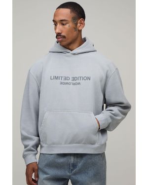 BoohooMAN Oversized Boxy Limited Edition Washed Hoodie - Grey