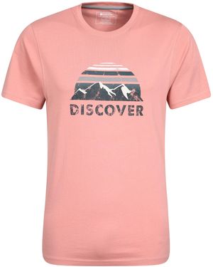 Mountain Warehouse 'Discover' Printed T-Shirt Cotton Breathable Casual Tee - Pink