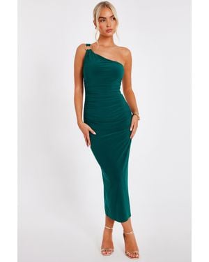 Quiz Bottle One Shoulder Midaxi Dress - Green