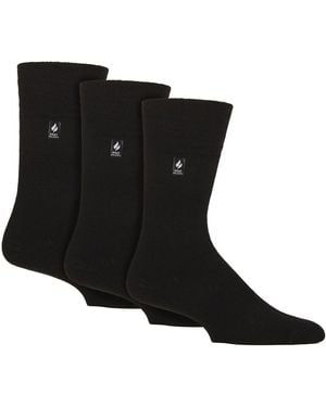 Gentle Grip 3 Pack Thermal Socks Warm Winter Crew With Brushed Inner - Black