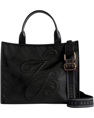 Ted Baker Halea Tb Script Padded Nylon Large Satchel Bag - Black
