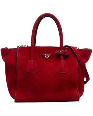 Prada Suede Top Handle Bag - Red