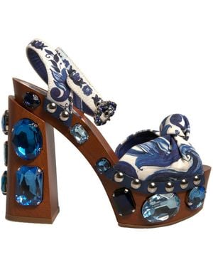 Dolce & Gabbana Platform Sandals Crystal Embellishments - Blue
