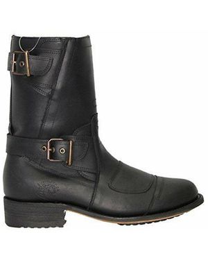 Grinders Leather Cowboy Boots-Route 66 - Black
