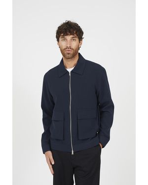 Brave Soul Patch Pocket Harrington Jacket - Blue